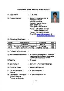 CURRICULAM VITAE FOR Dr.G.SUBRAMANIAN