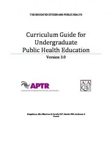 Curriculum Guide for Undergraduate Public Health Education-