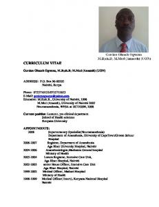 CURRICULUM VITAE - Kenyatta University