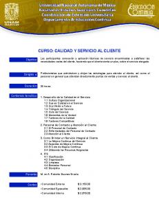 CURSO: CALIDAD Y SERVICIO AL CLIENTE