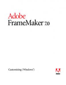 Customizing FrameMaker