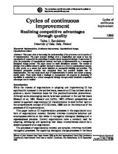 Cycles of continuous improvement - CiteSeerX