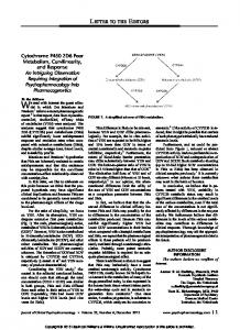 Cytochrome P450 2D6 Poor Metabolism ...