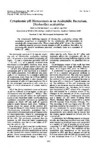 Cytoplasmic pH Homeostasis in an Acidophilic Bacterium - Journal of ...