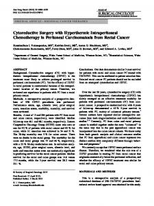 Cytoreductive Surgery with Hyperthermic Intraperitoneal ...