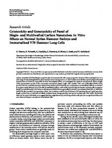 Cytotoxicity and Genotoxicity of Panel of Single-and Multiwalled