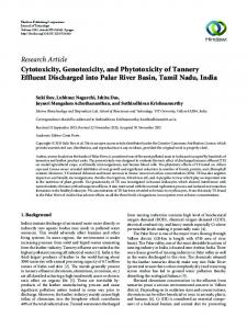 Cytotoxicity, Genotoxicity, and Phytotoxicity of Tannery Effluent ...