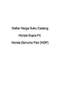 Daftar Harga Suku Cadang Honda Supra Fit Honda Genuine Part ...