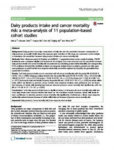 Dairy products intake and cancer mortality risk: a ... - Semantic Scholar