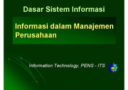 Dasar Sistem Informasi Informasi dalam Manajemen Perusahaan