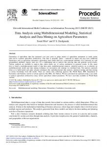 Data Analysis using Multidimensional Modeling, Statistical Analysis