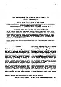 Data requirements and data sources for biodiversity priority area ...