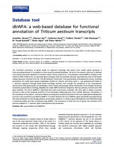 Database tool dbWFA: a web-based database for ... - Semantic Scholar