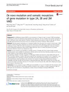 De novo mutation and somatic mosaicism of ... - Thrombosis Journal