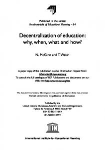 Decentralization of education - Unesco