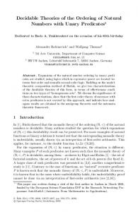 Decidable Theories of the Ordering of Natural Numbers with Unary ...