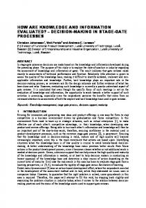 decision-making in stage-gate processes