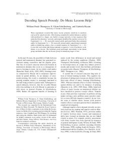 Decoding Speech Prosody: Do Music Lessons Help? - Semantic Scholar