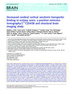 Decreased cerebral cortical serotonin transporter ... - Oxford Academic