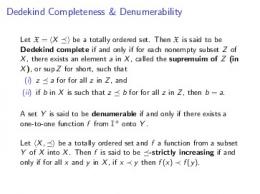 Dedekind Completeness & Denumerability