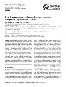 Deep drainage estimates using multiple linear regression with percent ...