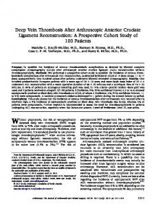 Deep Vein Thrombosis After Arthroscopic Anterior Cruciate Ligament ...