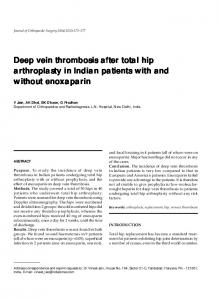 Deep vein thrombosis after total hip arthroplasty in ... - Semantic Scholar