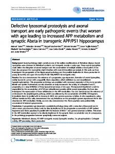 Defective lysosomal proteolysis and axonal transport ... - BioMedSearch