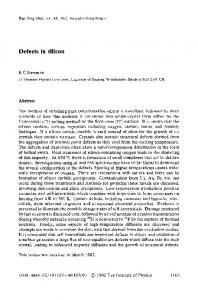 Defects in silicon