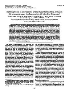 Defining Genes in the Genome of the Hyperthermophilic Archaeon ...