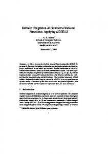 Definite Integration of Parametric Rational Functions - CiteSeerX