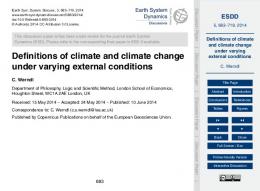 Definitions of climate and climate change under varying ... - ESDD