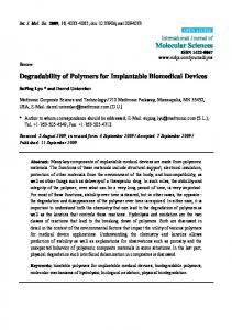 Degradability of Polymers for Implantable Biomedical ... - BioMedSearch