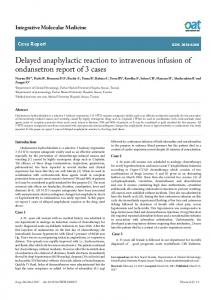 Delayed anaphylactic reaction to intravenous infusion of ondansetron ...