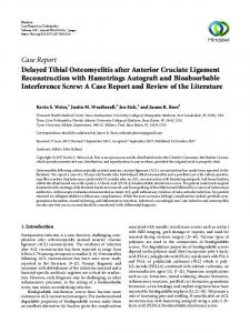 Delayed Tibial Osteomyelitis after Anterior Cruciate Ligament ...