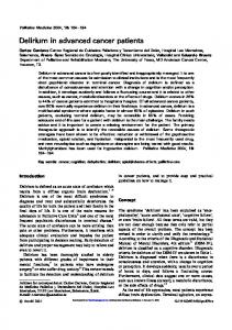 Delirium in advanced cancer patients