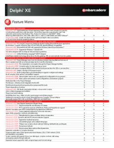 Delphi XE Feature Matrix - Embarcadero