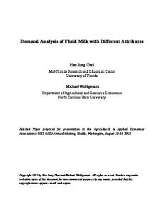 Demand Analysis of Fluid Milk with Different Attributes - AgEcon Search