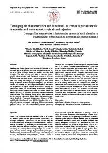 Demographic characteristics and functional outcomes in ... - doiSerbia