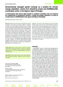 Demonstrating managed aquifer recharge as a solution for climate ...