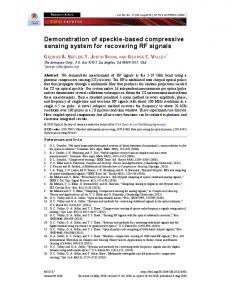 Demonstration of speckle-based compressive ... - OSA Publishing