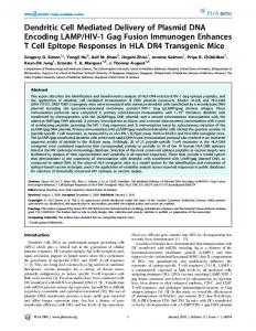 Dendritic Cell Mediated Delivery of Plasmid DNA Encoding ... - PLOS