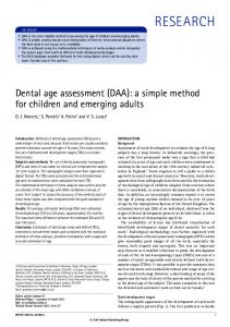 Dental age assessment (DAA): a simple method for children and ...