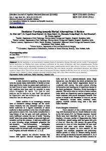 Dentistry: Turning towards Herbal Alternatives: A ... - Semantic Scholar