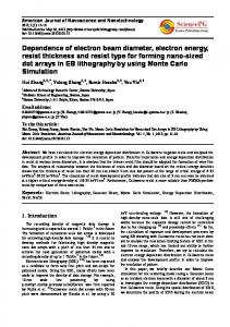 Dependence of electron beam diameter, electron