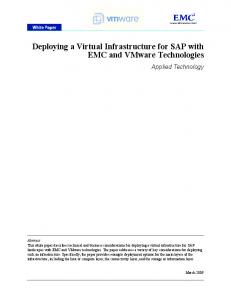 Deploying a Virtual Infrastructure for SAP with EMC and VMware ...