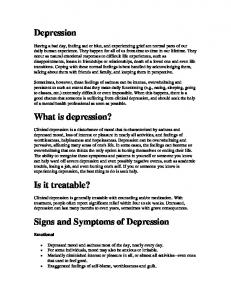 Depression What is depression? Is it treatable? Signs and ...