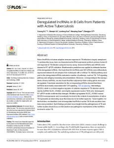 Deregulated lncRNAs in B Cells from Patients with Active ... - PLOS