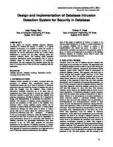 Design and Implementation of Database Intrusion Detection System ...