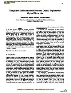 Design and Optimization of Photonic Crystal Triplexer for Optical ...